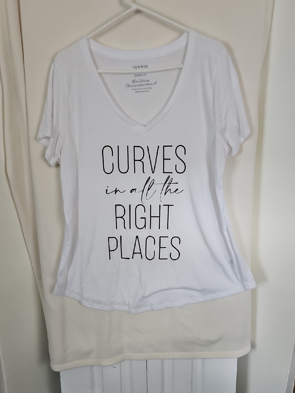 Torrid White 'Curves in All the Right Places' V-Neck Tee